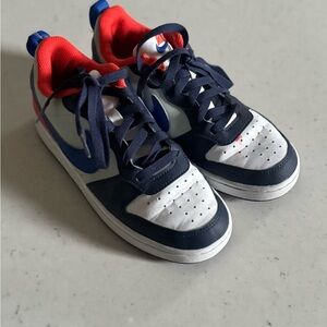 Nike kids boys GS Court Borough Low Recraft Navy & orange sneakers shoes size 5